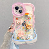 3D Rainbow Heart Stand Case for iPhone – Cute Cartoon Full Cover with Phone Holder